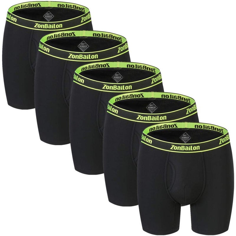 ZONBAILON Boxer Briefs for Men Pack Comfortable Soft Stretch No Ride 6 Inch Long Leg Breathable Bamboo Viscose Underwear Size XL X-Large 40-42 - Image 1